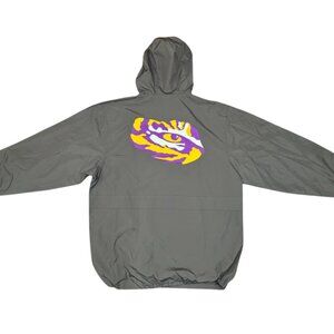 Champion LSU Tiger Eye Packable Hooded Windbreaker Jacket Gray Sz L